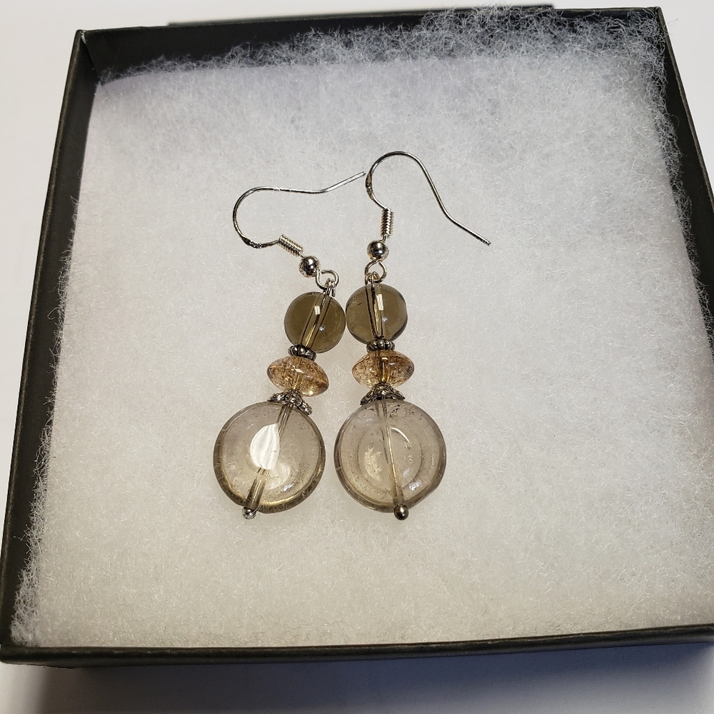 Smokey taupe pierced earrings.  New